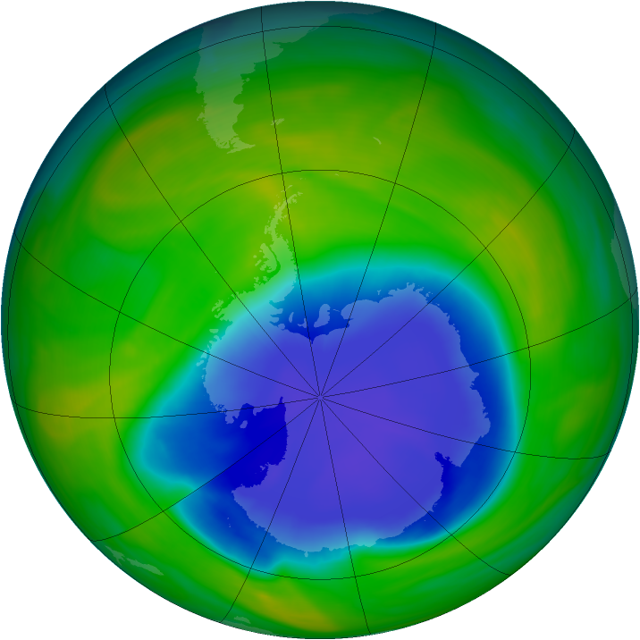 Antarctic ozone map for 01 November 2004